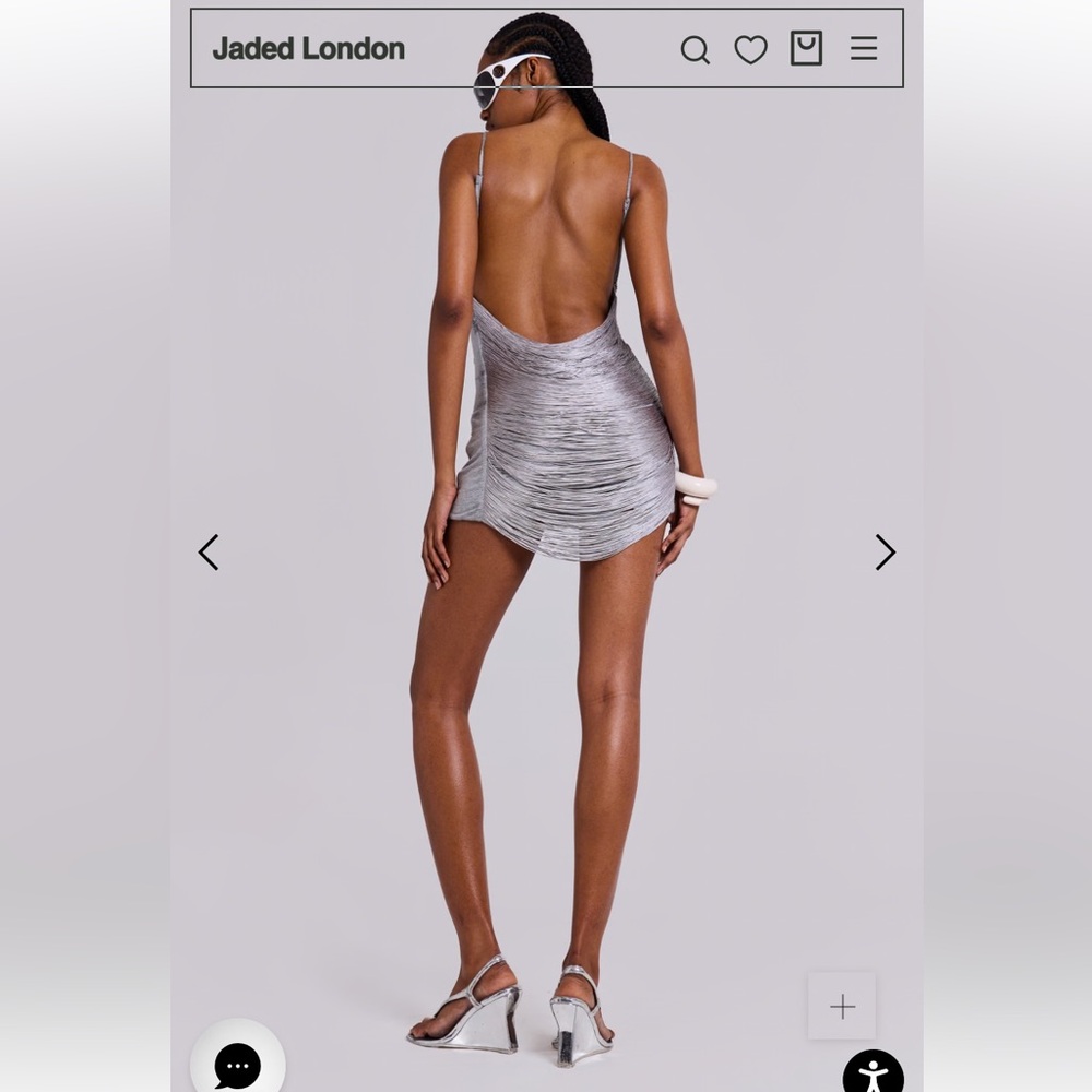 Revolve Jaded London Lavinia Backless Fringe Mini Dress Silver Steel XS NWT NEW - Picture 9 of 16